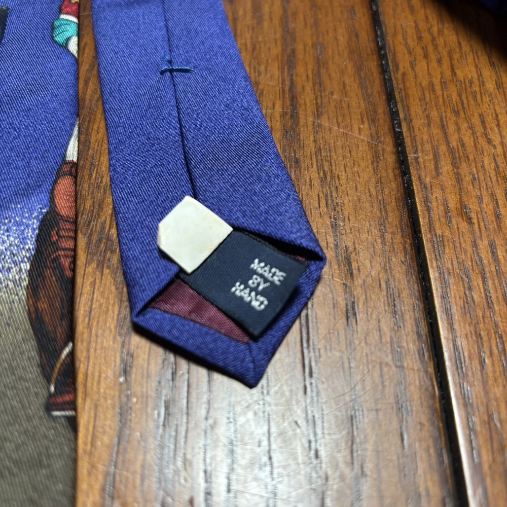 Vintage Polo By Ralph Lauren Handmade Silk Necktie Equestrian Large Print - Picture 4 of 5